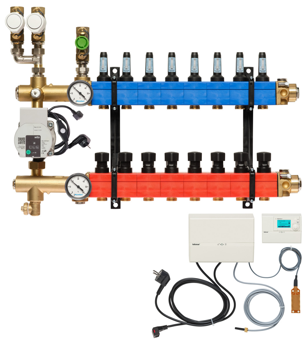 Verdeler, 3-pijps verw./koelen B.A. E-pomp, 25-135 L/U.,8 GR.