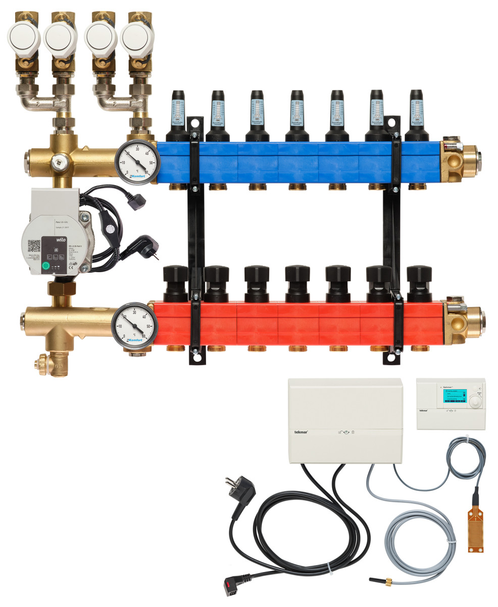 Verdeler, 4-pijps verw./koelen B.A. E-pomp, 25-135 L/U.,7 GR.