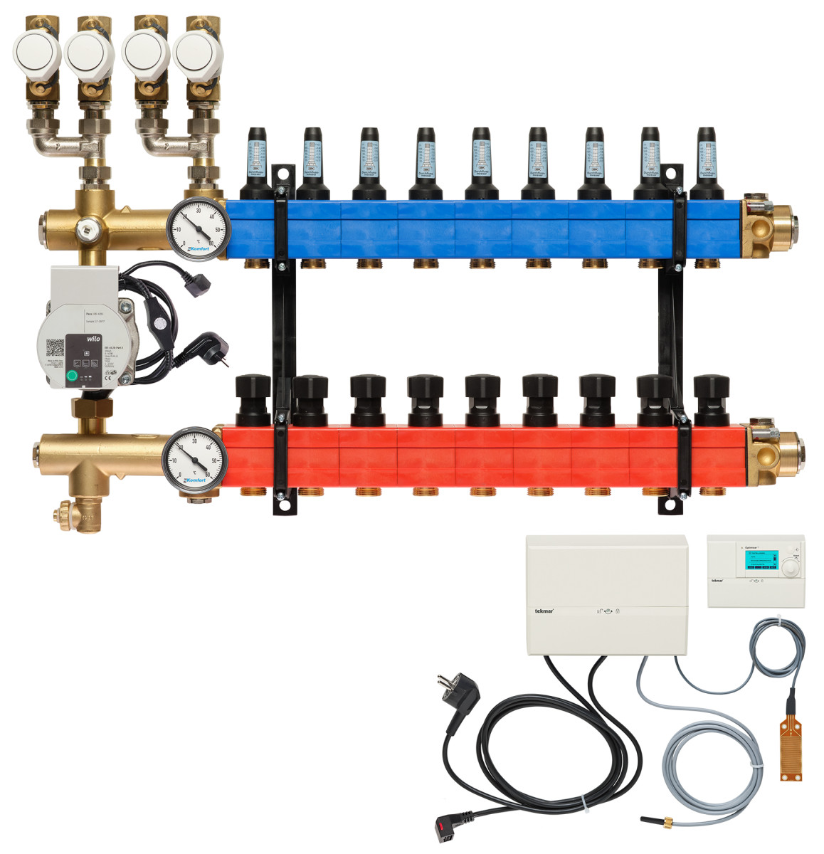 Verdeler, 4-pijps verw./koelen B.A. E-pomp, 25-135 L/U.,9 GR.