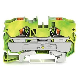 Wago 2-draads aardklem met drukknop 10 MM² groen-geel