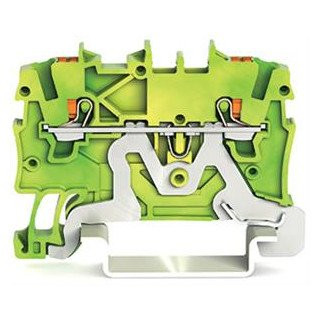 Wago 2-draads aardklem met drukknop 1MM² groen-geel