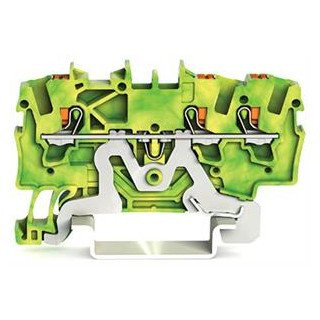 Wago 3-draads aardklem met drukknop 1,5 MM² groen-geel