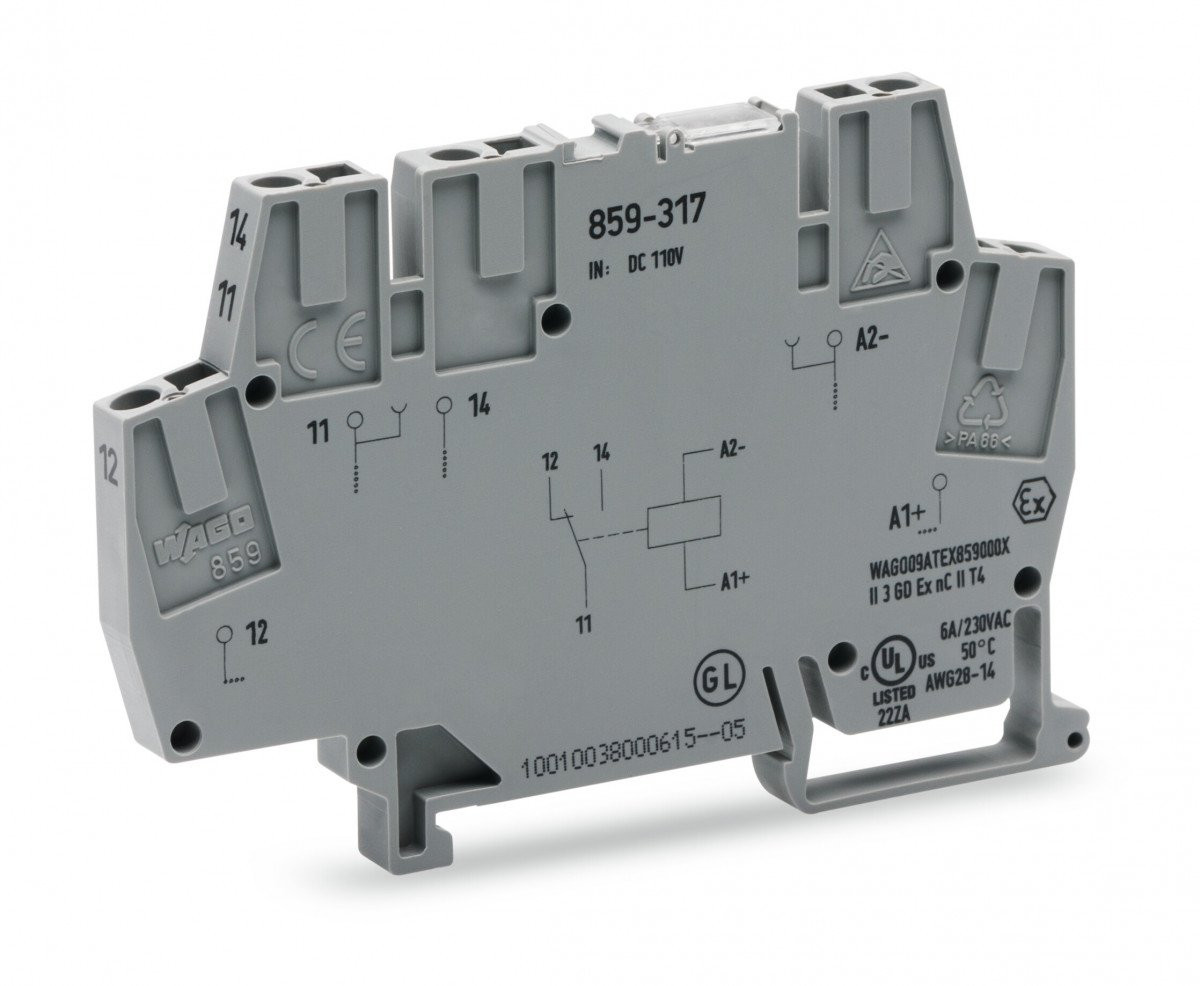 Wago Serie 859 schakelrelais nom.stuurstroomsp.110V DC 1 wiss.cont.