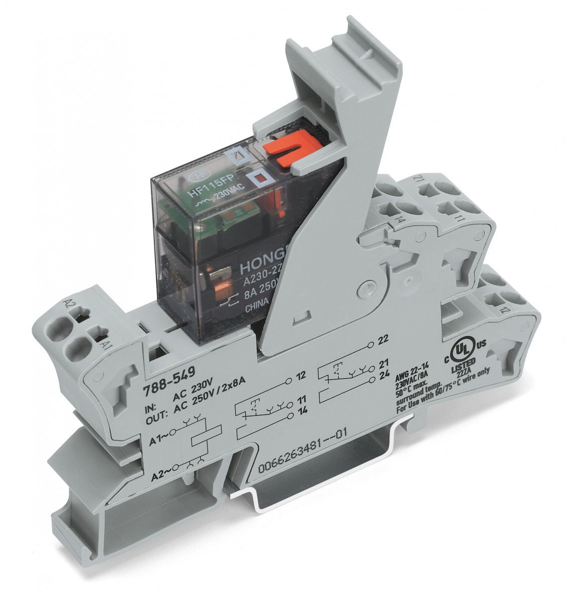 Wago Serie 788 schakelrelais nom.stuurstroomsp.230V ac 2 wiss.cont.