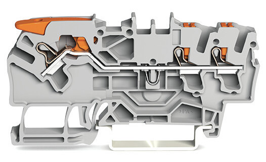 Wago Serie 2102 3-Draads rijgklem met hendel en drukknop 2,5 MM² lichtgrijs