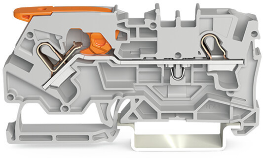 Wago Serie 2104 2-Draads rijgklem met hendel en push-in cage clamp® 4 MM² grijs