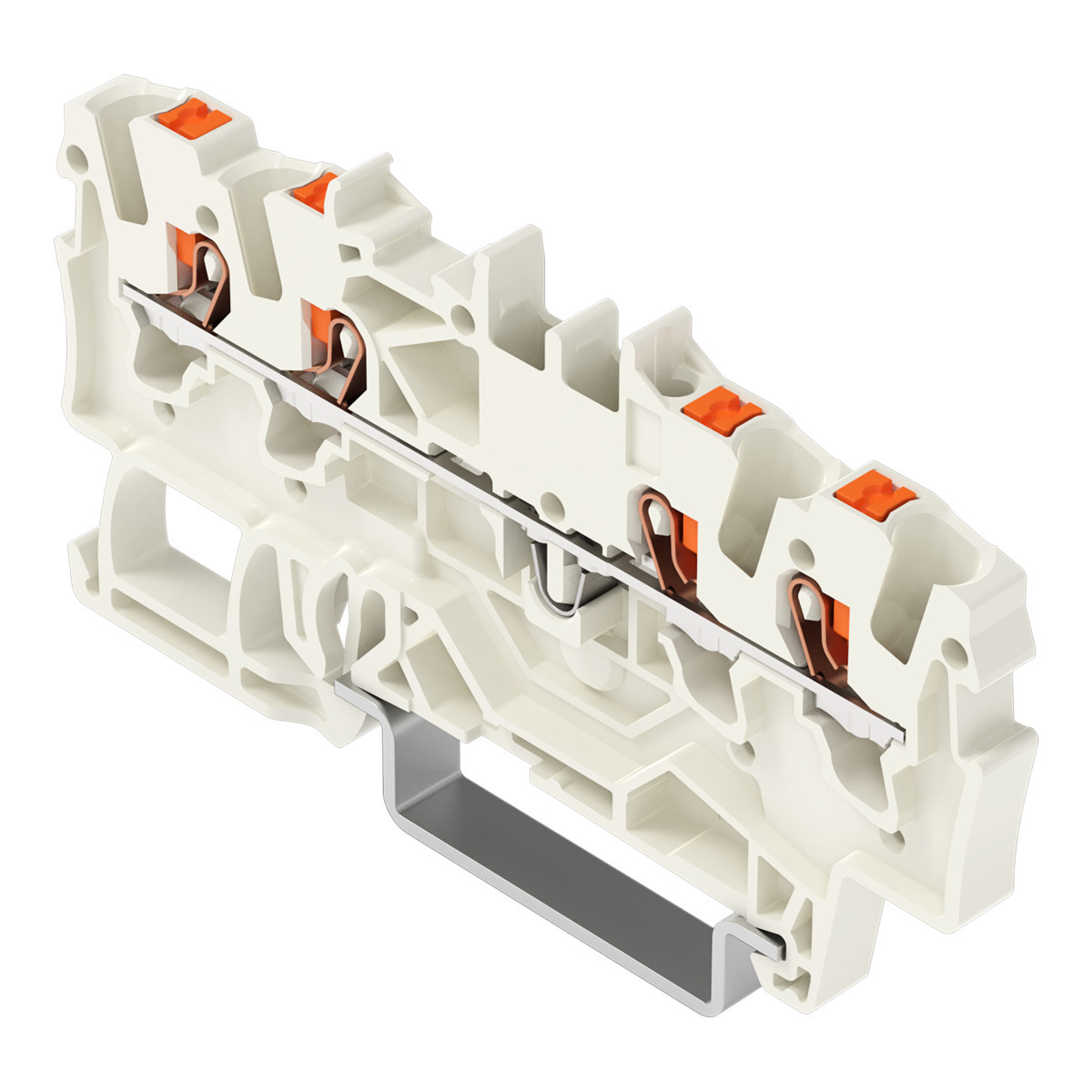 Wago Serie 2201 4-Draads rijgklem met drukknop 1,5 MM² lichtgrijs