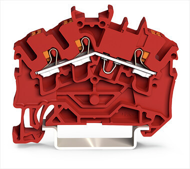 Wago Serie 2202 3-Draads rijgklem met drukknop 2,5 MM² rood