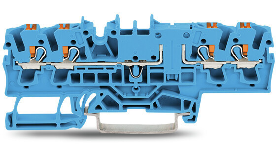 Wago Serie 2202 4-Draads rijgklem met drukknop 2,5 MM² blauw