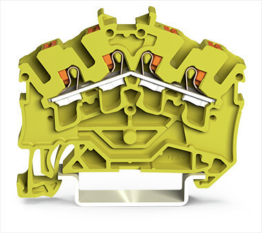 Wago Serie 2202 4-Draads rijgklem met drukknop 2,5 MM² geel