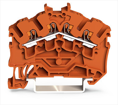 Wago Serie 2202 4-Draads rijgklem met drukknop 2,5 MM² oranje