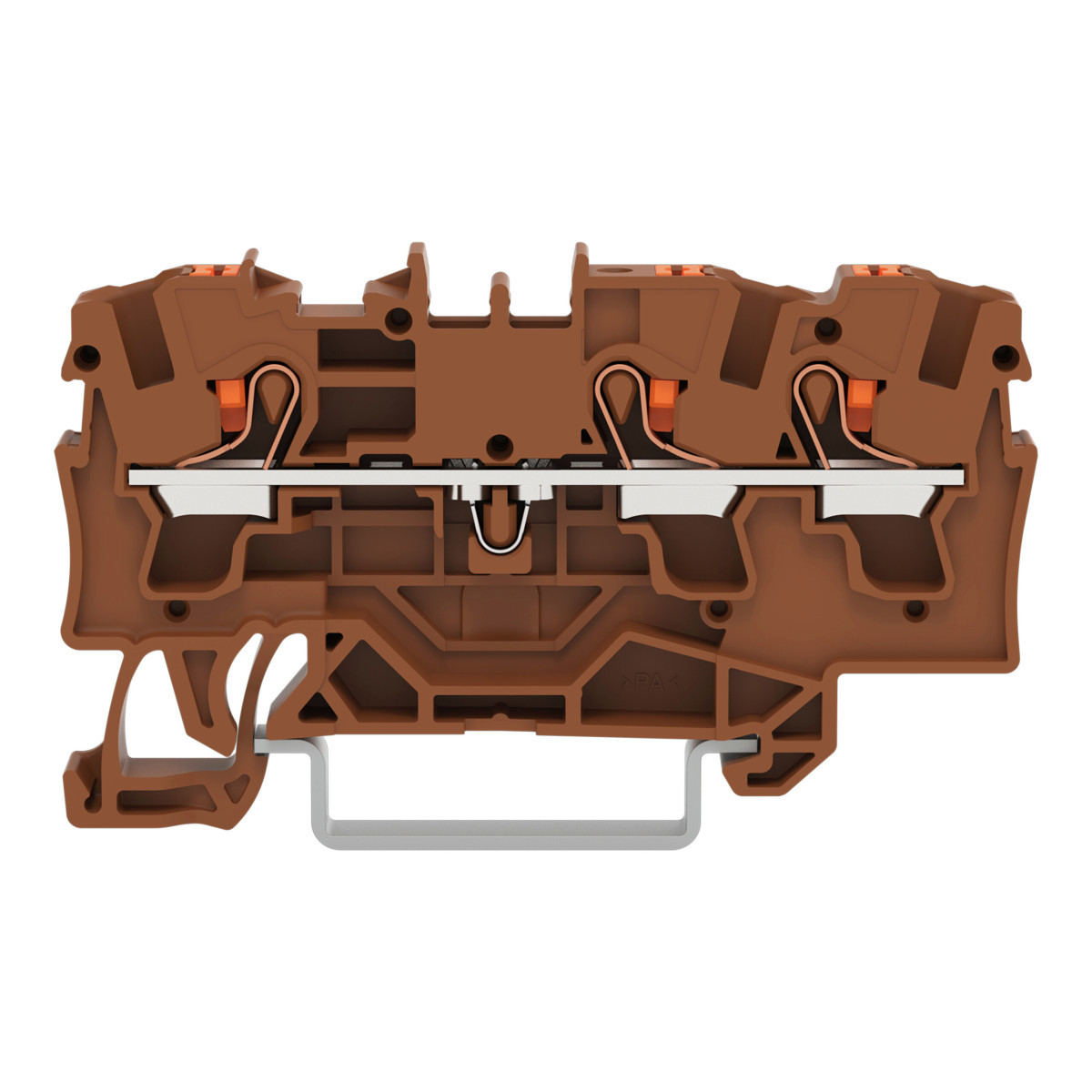 Wago Serie 2204 3-Draads rijgklem met drukknop 4 MM² bruin