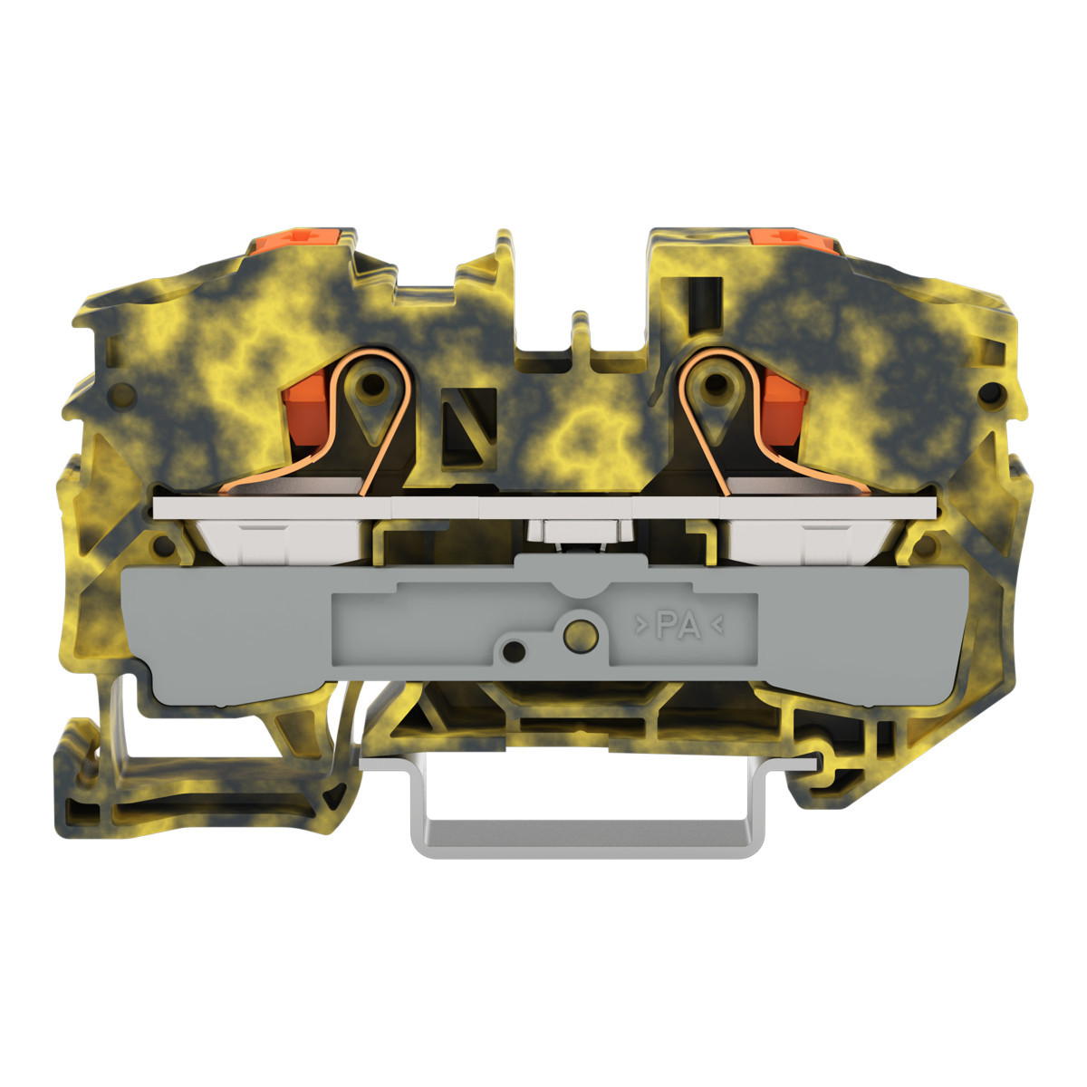 Wago Serie 2216 2-Draads rijgklem met drukknop 16 MM² donkergrijs/geel