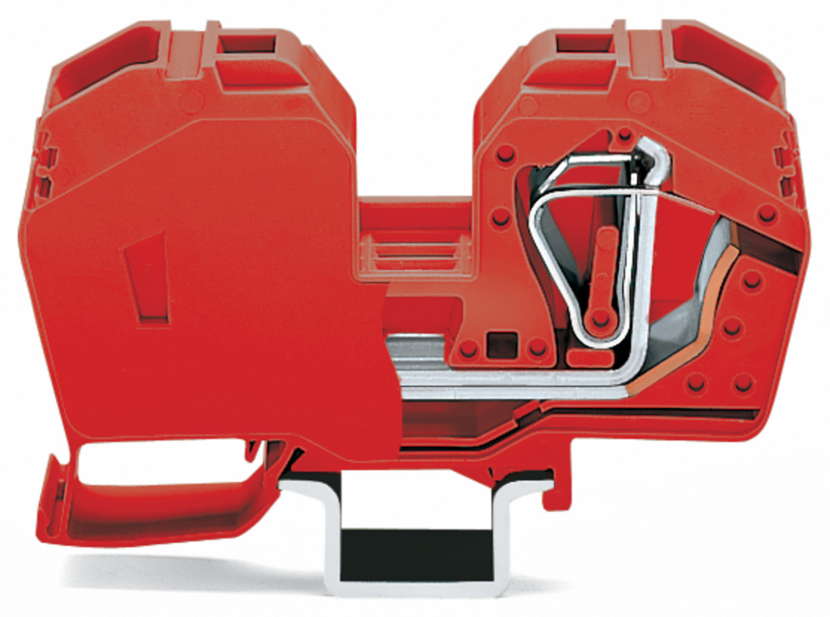 Wago Serie 285 2-Draads rijgklem 35 MM² met geïntegreerde afsluitplaat rood