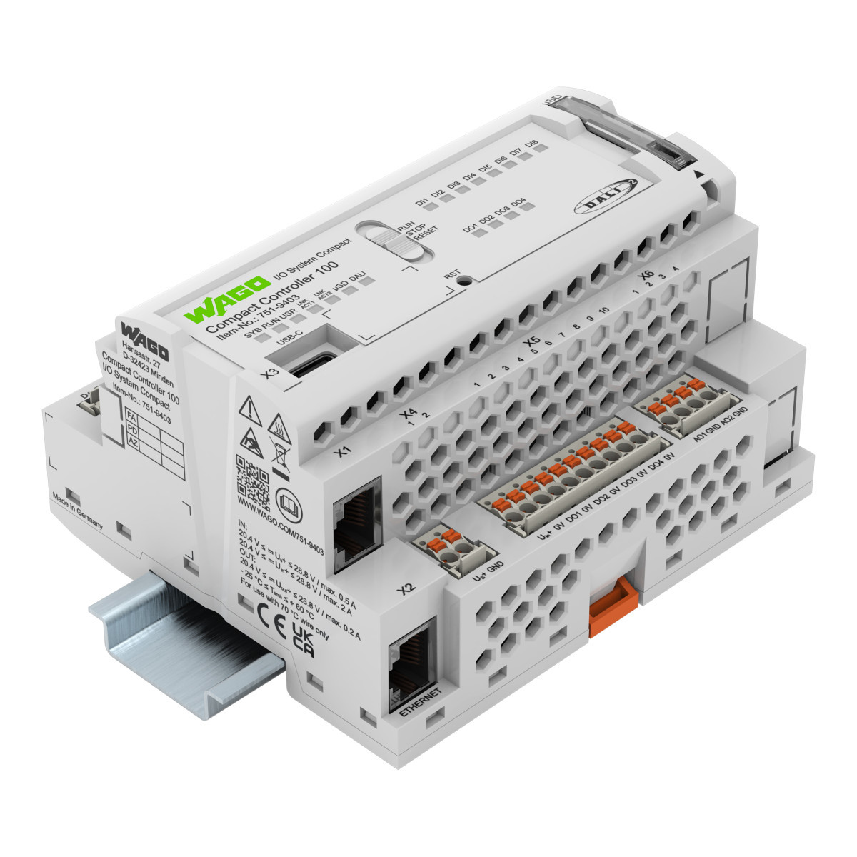 Wago Serie 751 Compact Controller 100 8di 4do 2ao 2ni1k/PT1K 1RS485 1dali 2 X etherne