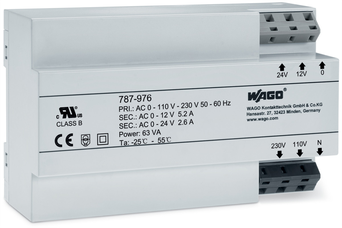 Wago Serie 787 Transformatorvoeding Ingangsspanning ac 230 V uitgangsspanning ac 12-