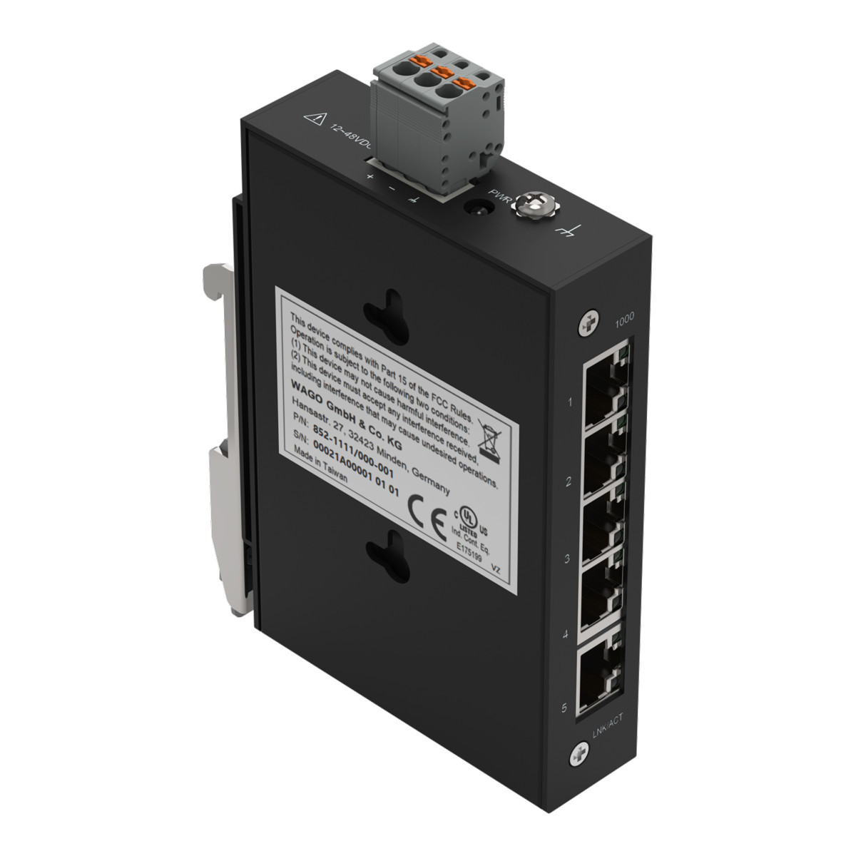 Wago Serie 852 Industrial Eco switch 5 ports 1000base-T zwart