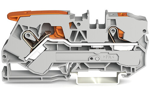 Wago Series 2110 2-Draads rijgklem met hendel en drukknop 10 MM² grijs