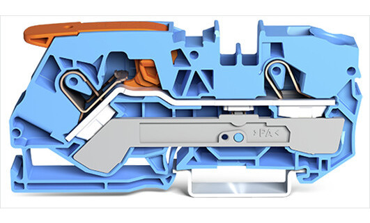 Wago Series 2110 2-Draads rijgklem met hendel en push-in cage clamp® 10 MM² blauw