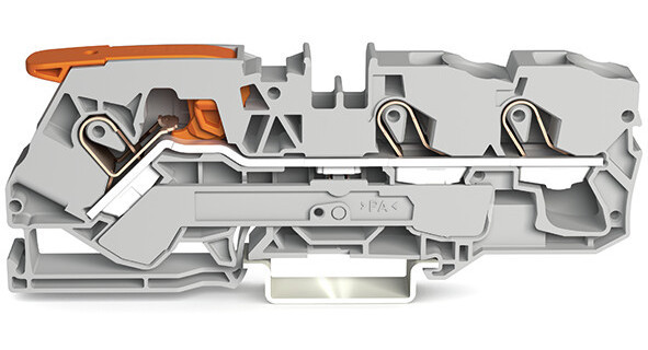 Wago Series 2110 3-Draads rijgklem met hendel en push-in cage clamp® 10 MM² grijs