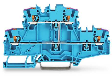 Wago Series 2202 2-Etageklem met drukknop 4-draads rijgklem blauw