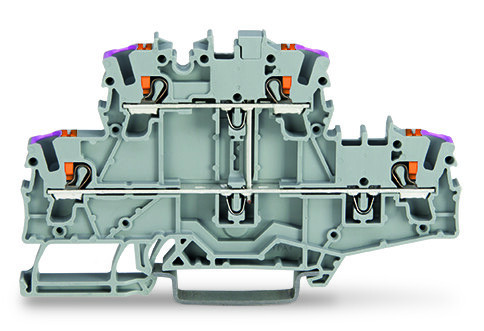 Wago Series 2202 2-Etageklem met drukknop 4-draads rijgklem grijs