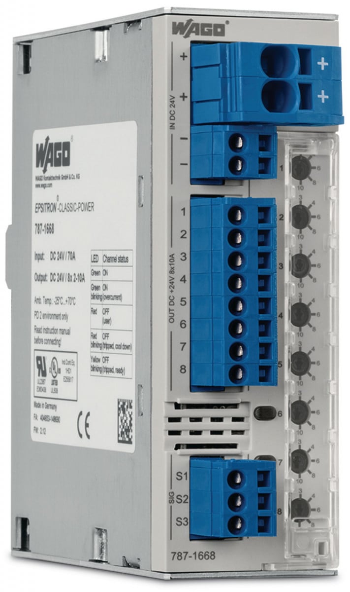 Wago Serie 787 Elektronische Beveiligingsschakelaar 8-kanaals ingangsspanning DC 24 V