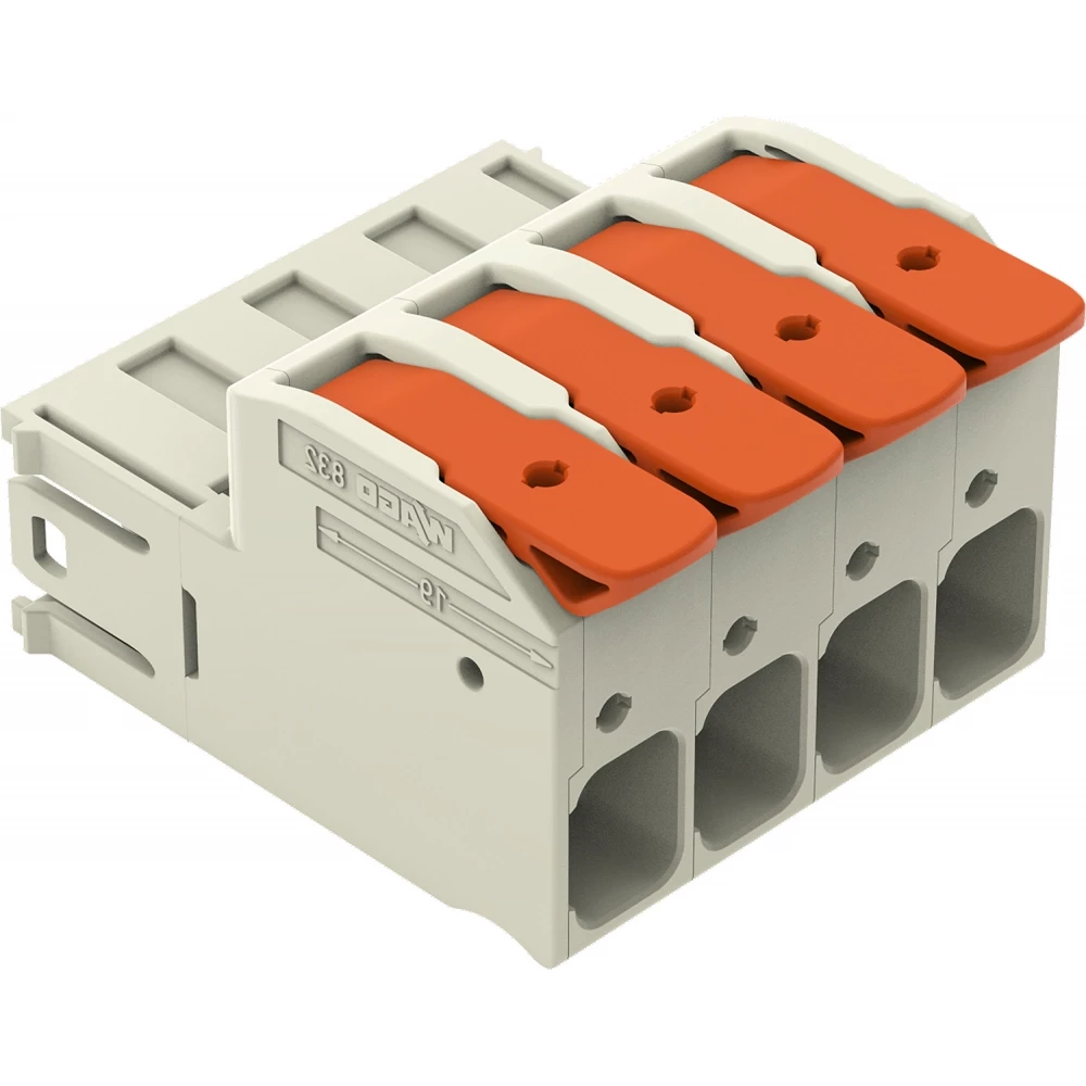 Wago Serie 832 1-Draads male steker hendel push-in cage clamp® lichtgrijs
