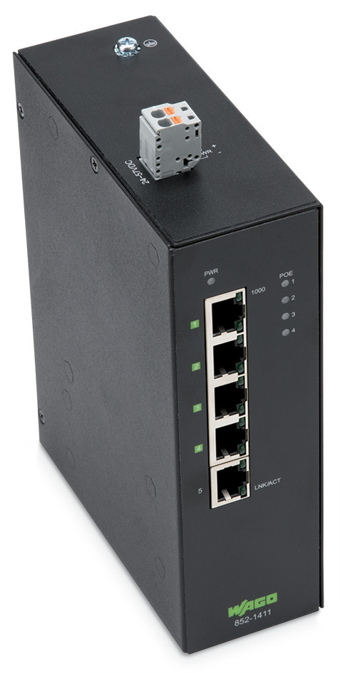 Wago Serie 852 Industrial Eco switch 5 ports 1000base-T vergroot temperatuurbereik