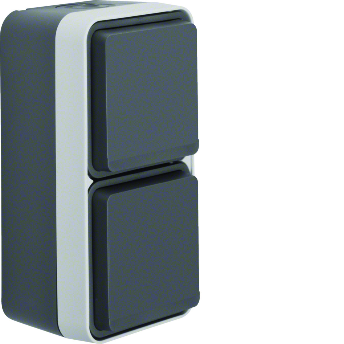 Wandcontactdoos 2-V vert. met behuizing, W.1 eco, grijs