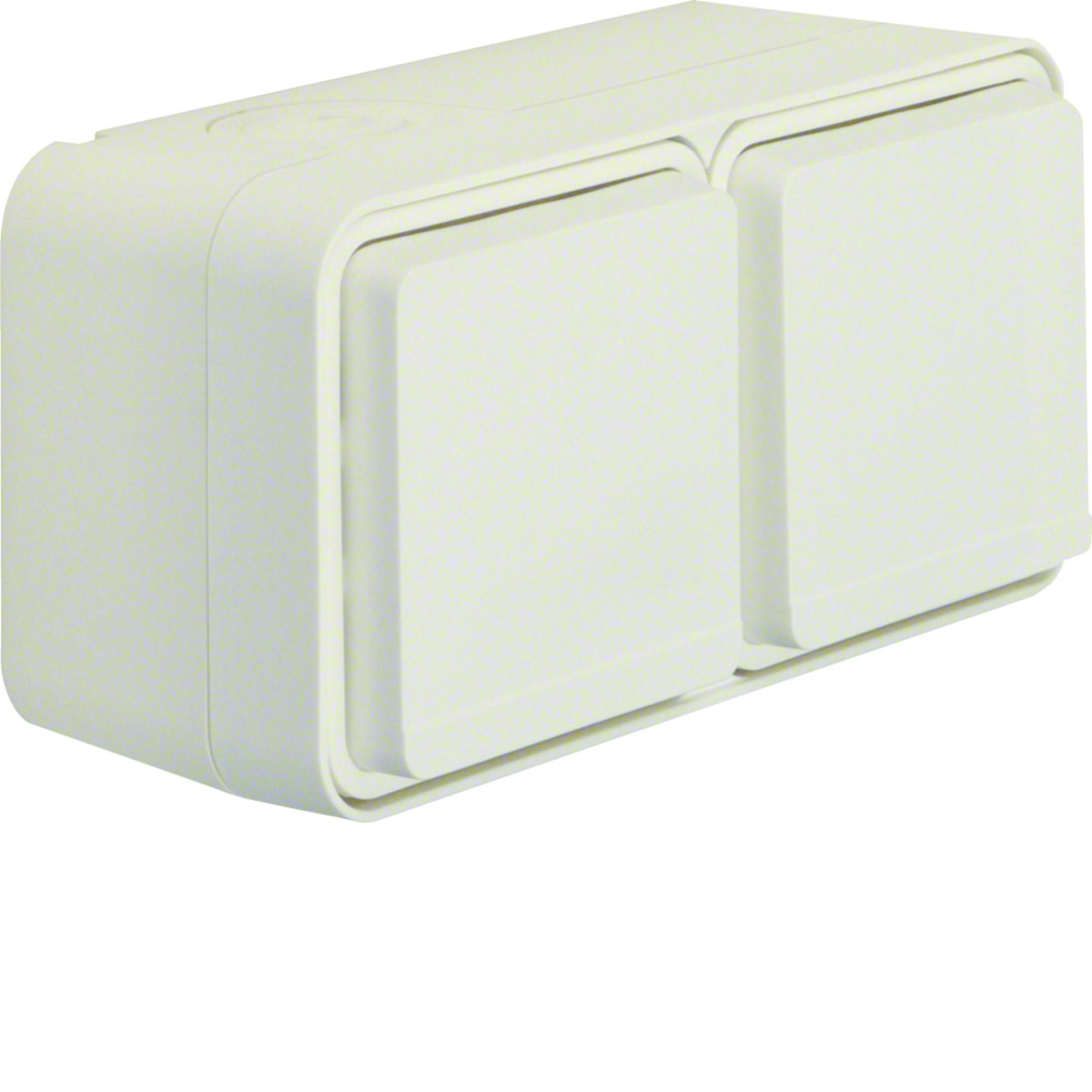 Wandcontactdoos 2-voudig horizontaal (#2) met behuizing, W.1, P.wit