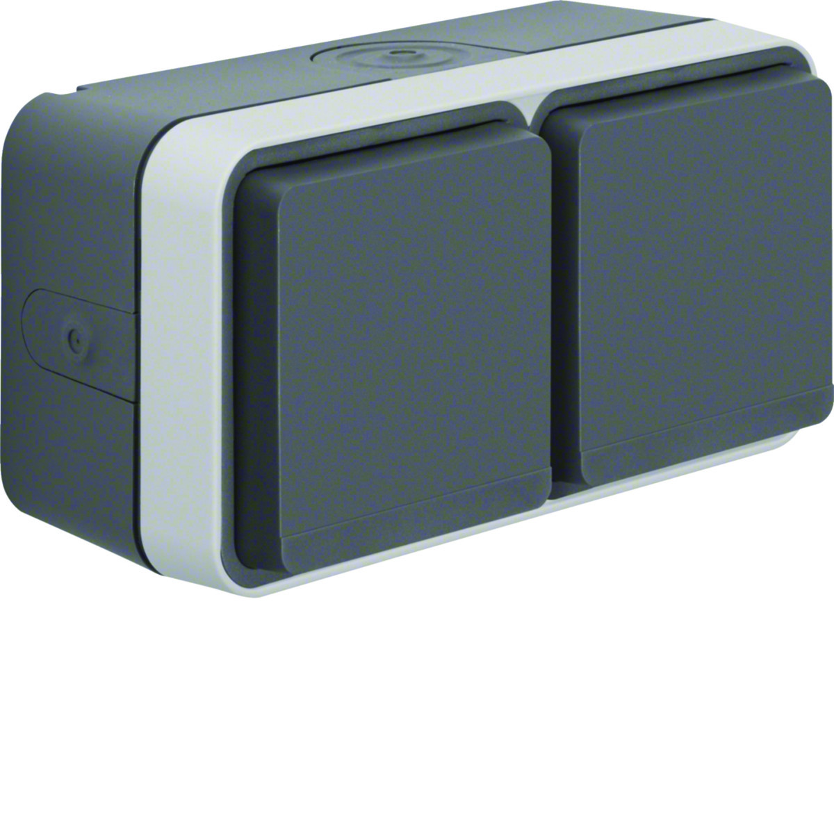 Wandcontactdoos 2-voudig horizontaal (#4) met behuizing, W.1 eco, gri