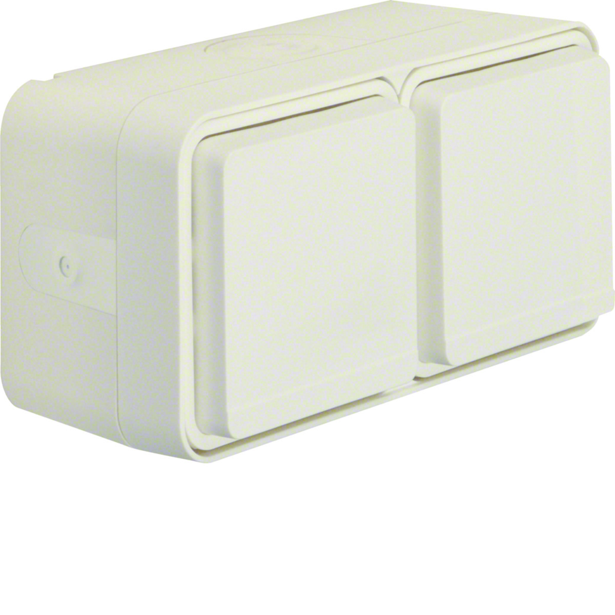 Wandcontactdoos 2-voudig horizontaal (#4) met behuizing, W.1, P.wit