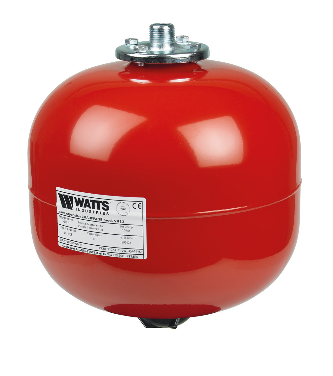 Watts Expansion vessel Heating Expansievat VR12 voor verwarming voordruk 1,5 bar 12L M 3/4" rood