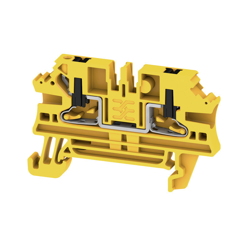 Weidmuller A-series Feed-Through terminal block, push in, black/yellow, 2.5 MM², 24 A, 800