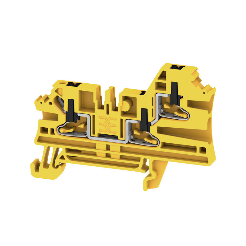 Weidmuller A-series Feed-Through terminal block, push in, black/yellow, 2.5 MM², 24 A, 800