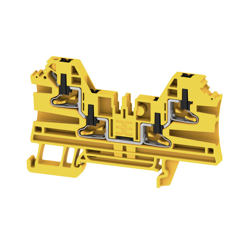 Weidmuller A-series Feed-Through terminal block, push in, black/yellow, 2.5 MM², 24 A, 800