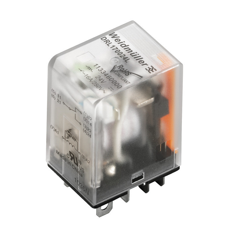 Weidmuller D-SERIES DRL Miniature Power relay, 110 V DC, green led, 1 co contact (agsno) , 250