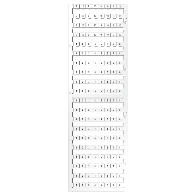 Weidmuller Dekafix Terminal Marking, white, pitch in MM: 8.00, printed characters: number