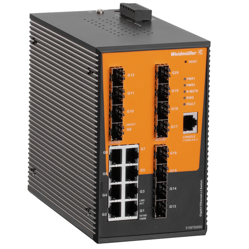 Weidmuller Industrial Ethernet Network Switch, managed, gigabit ethernet, 8X RJ45 10/100/1000baset(x)