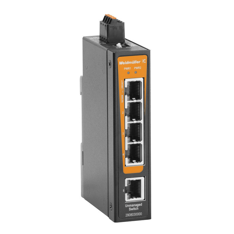 Weidmuller Industrial Ethernet Network Switch, unmanaged, fast ethernet, 5X RJ45, -40 °C...75 °C, ip3