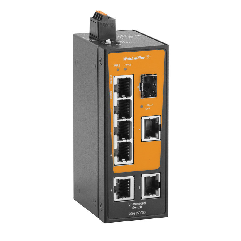 Weidmuller Industrial Ethernet Network Switch, unmanaged, fast ethernet, 7X RJ45, 1X 100basesfp slot,