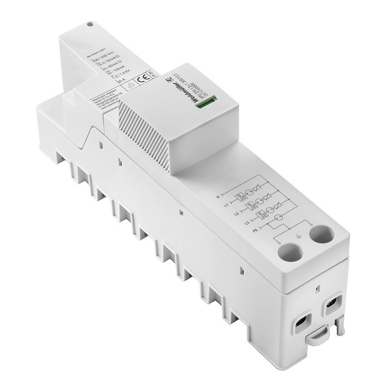 Weidmuller Lightning and surge protection Combined Surge arrester ac (type 1+2), mains voltage: 230 V / 400 V, L