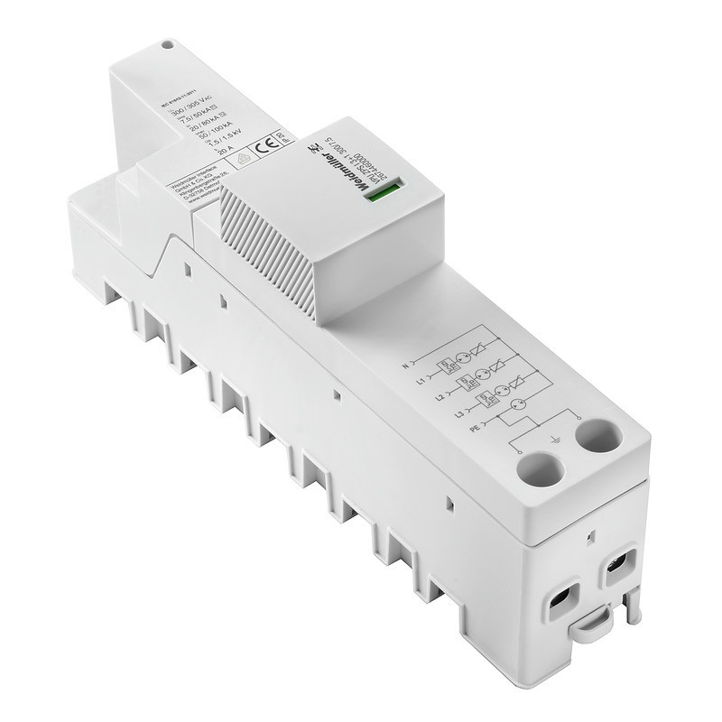Weidmuller Lightning and surge protection Combined Surge arrester ac (type 1+2), mains voltage: 230 V / 400 V, L