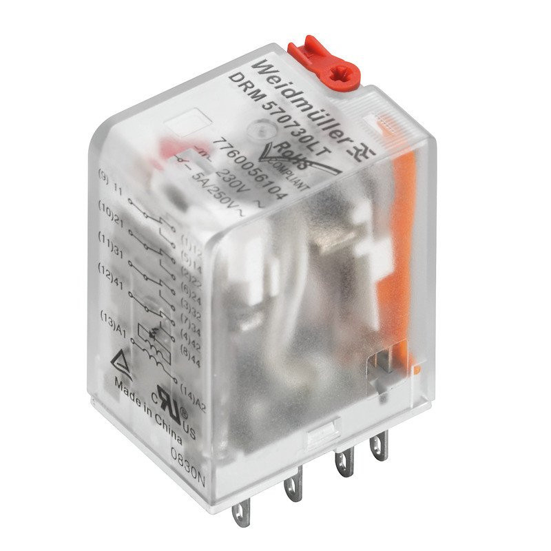Weidmuller Miniatuur relays schakelrelais nom.stuurstroomsp.184-253V ac 2 wiss.cont.