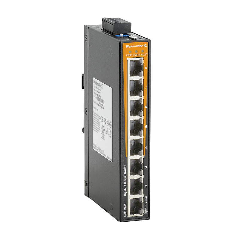 Weidmuller Industrial Ethernet Network Switch, unmanaged, gigabit ethernet, 8X RJ45, -40 °C...75 °C,