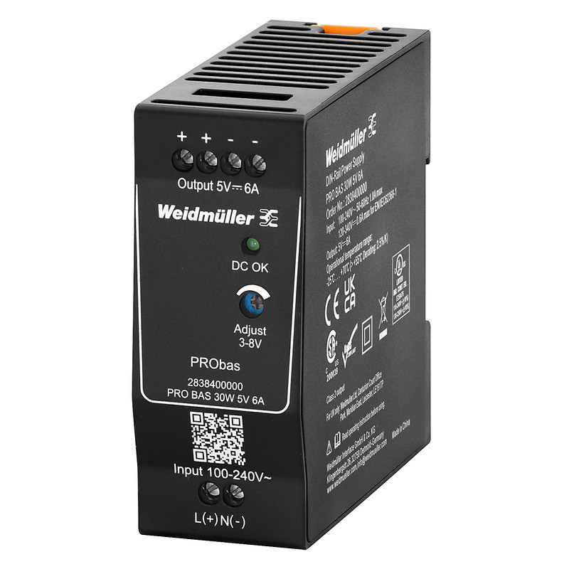 Weidmuller PRObas Power Supply, power supply, switch-mode power supply unit, 30 W, 6 A @