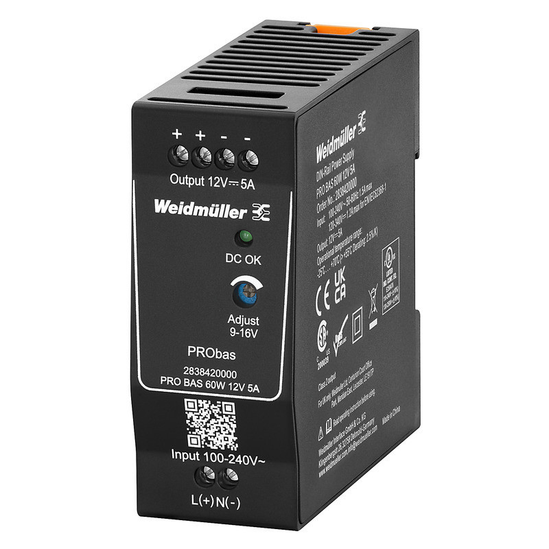 Weidmuller PRObas Power Supply, power supply, switch-mode power supply unit, 60 W, 5 A @