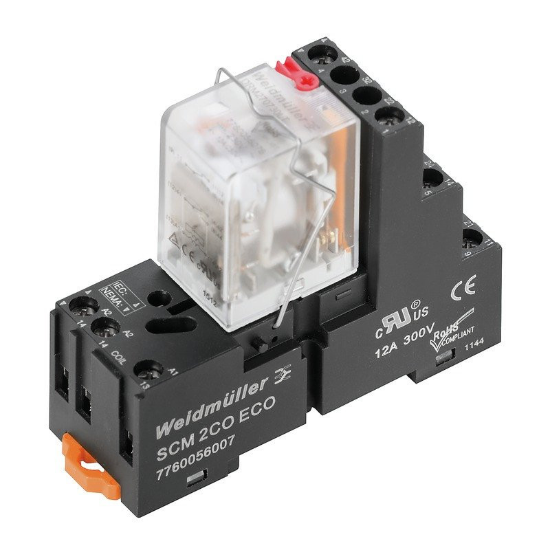 Weidmuller Schakelrelais nom.stuurstroomsp.19,2-26,4V ac 4 wiss.cont. Weidmuller Schakelrelais nom.stuurstroomsp.19,2-26,4V ac 4 wiss.cont.