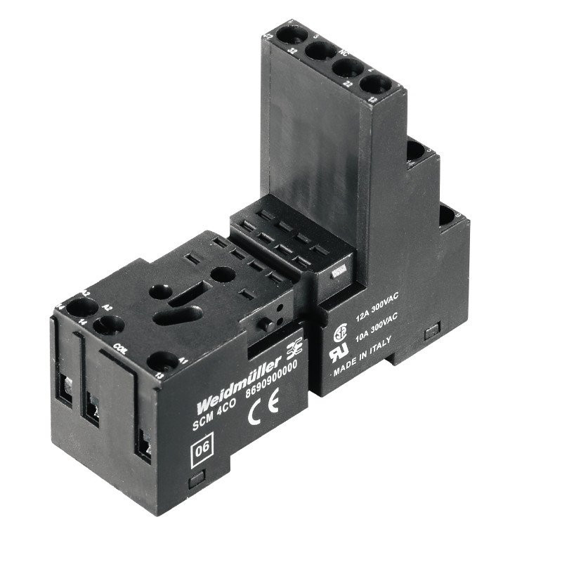 Weidmuller Relay socket ip2 4 co contact 12 A screw connection